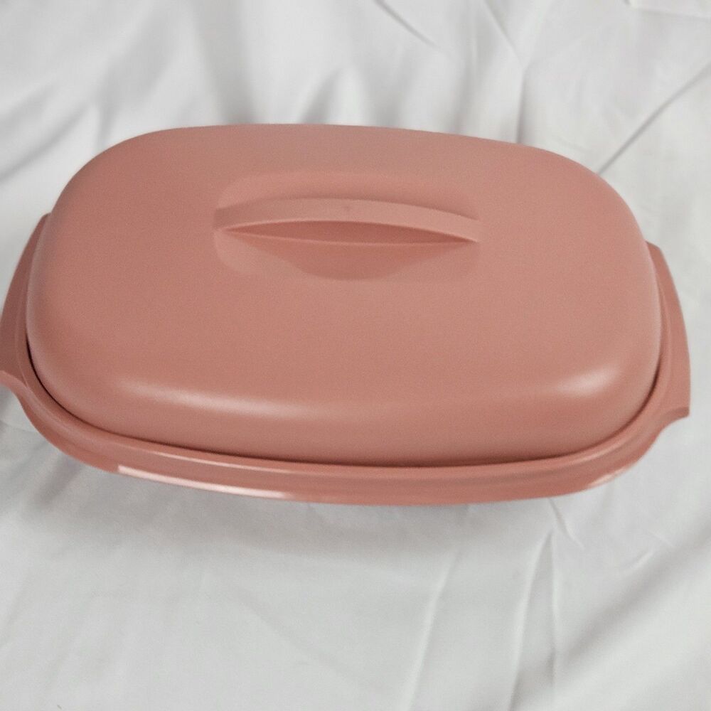 Vtg Tupperware Oval‎ Micro Steamer Rose Pink Mauve 6cup 3pc 1273 1274 1275